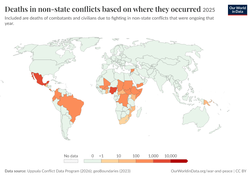 A thumbnail of the "Deaths in non-state conflicts based on where they occurred" chart
