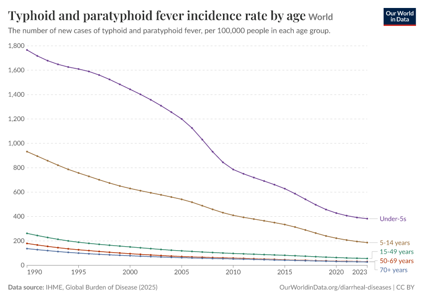 Typhoid and paratyphoid fever incidence rate by age