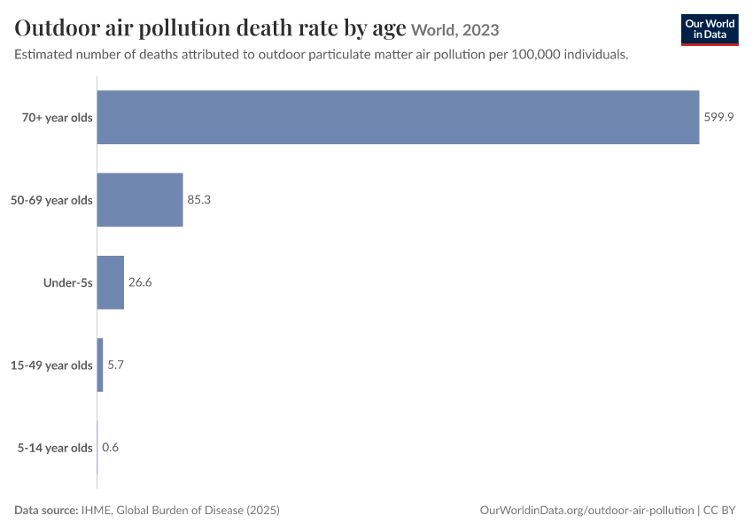 Outdoor air pollution death rate by age